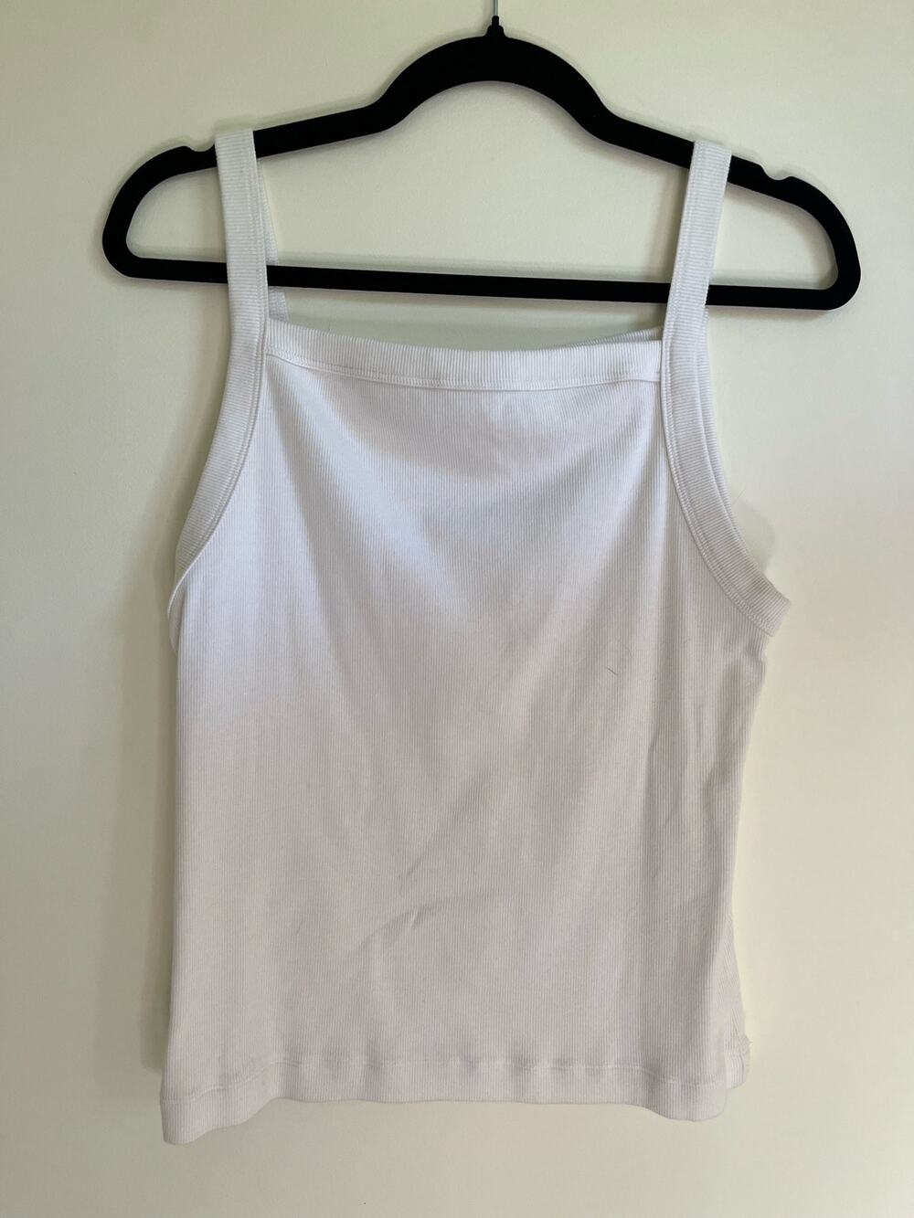 Abercrombie & Fitch Essentials Ribbed Tank Top White Square Neck Women's Sz L